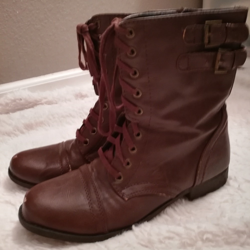 Brown Buckle combat boots